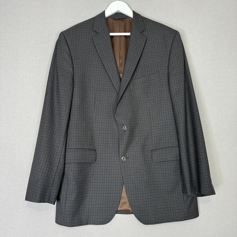 Jack Victor Vince SPJ Blazer Mens 44L Blue Gingham Check Wool Sport Coat Preppy